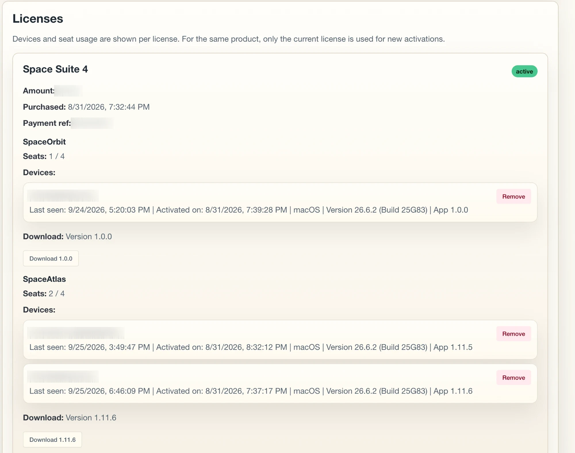 Account page on the SpaceAtlas Labs website