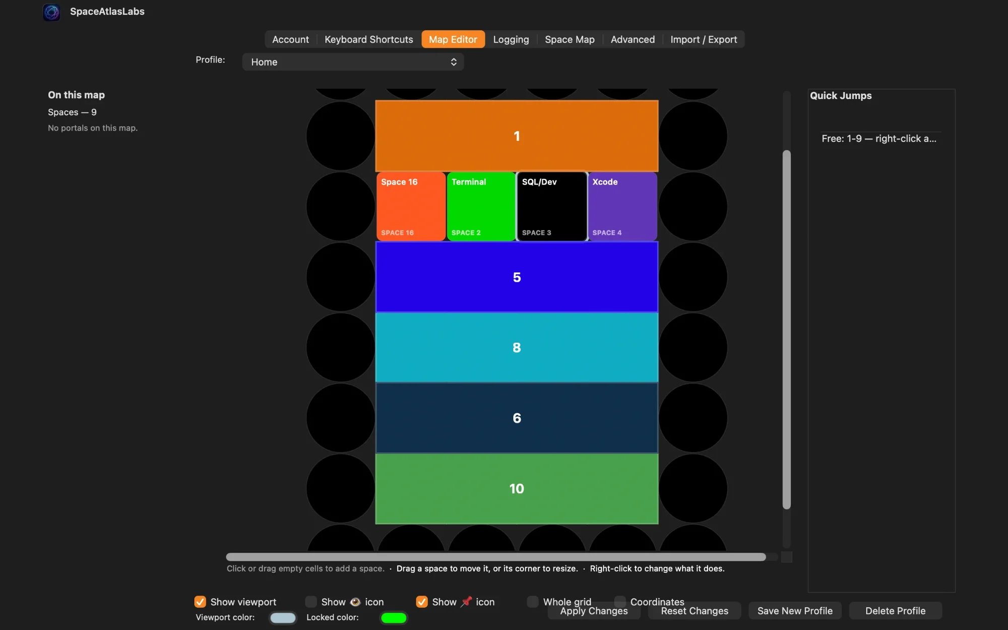 Map Editor: build your grid by clicking and dragging spaces